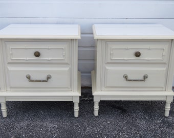 Hollywood Regency Painted Faux Bamboo Nightstands Side End Tables a Pair 3698 SHIPPING NOT INCLUDED Please ask for shipping quote