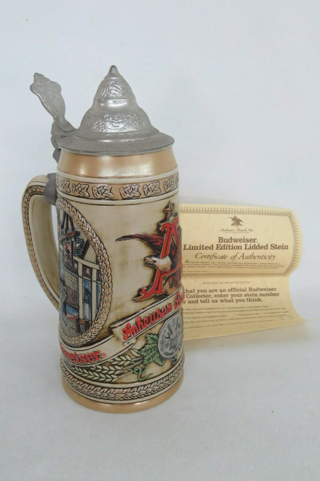Budweiser J Series King of Beers Ceramarte Lidded Beer Stein