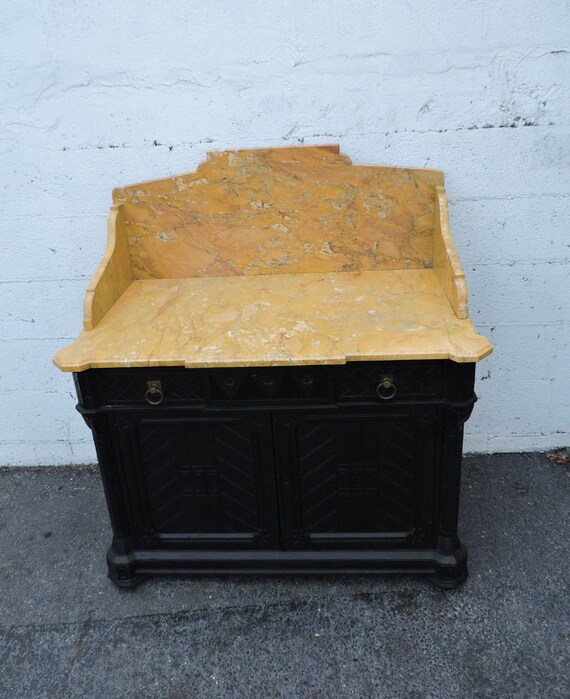 Victorian Early Eastlake Painted Black With Marble Top Dresser Etsy