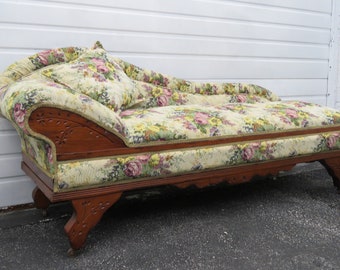 Victorian Eastlake Late 1800s Hand Carved Walnut Chaise Lounge Fainting couch 1412 SHIPPING NOT INCLUDED Please ask for shipping quopte