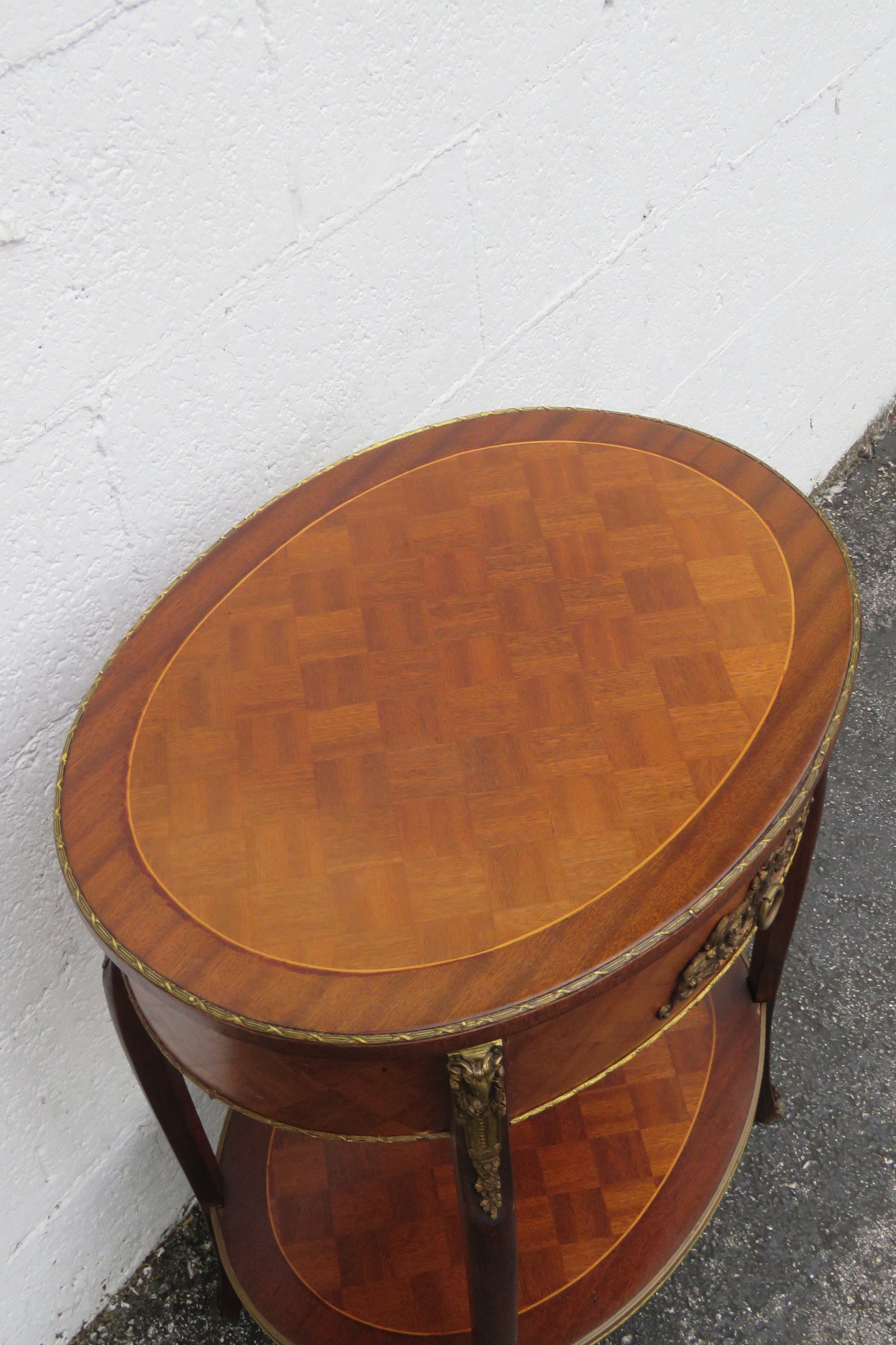 French Inlay French Inlay Oval Two Tiers Side End Accent Table 5250 SHIPPING NOT ...
