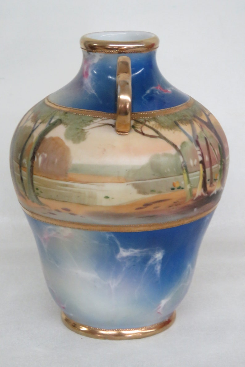 Nippon Hand Painted Vase With Two Gilded Handles 2782B - Etsy