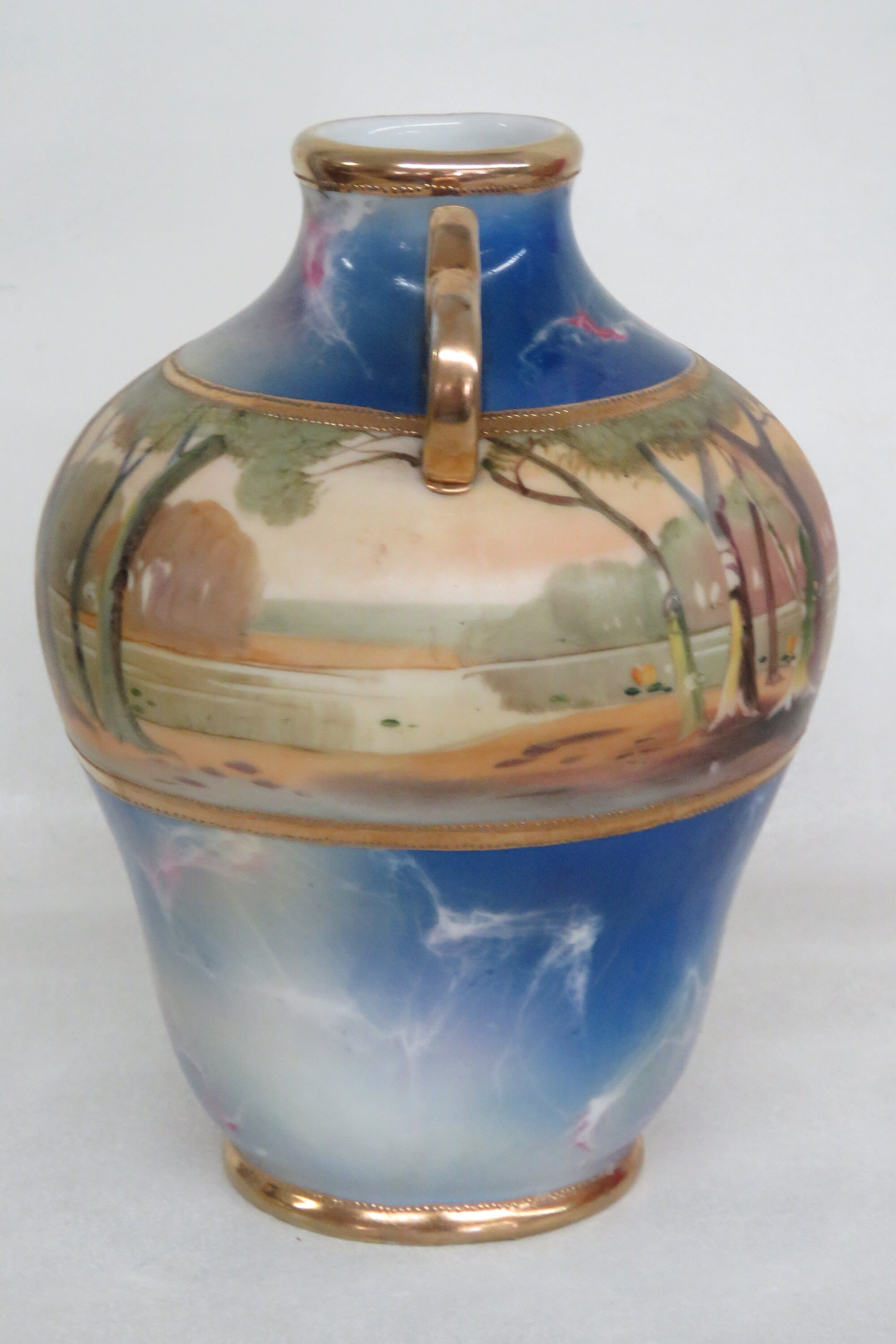 Nippon Hand Painted Vase With Two Gilded Handles 2782B Etsy
