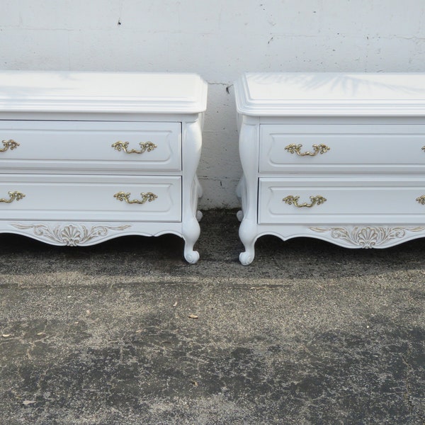 Vanleigh French Shabby Chic Extra Large Bombay Nightstands Bedside Tables a Pair 5394 SHIPPING NOT INCLUDED Please ask for shipping quote