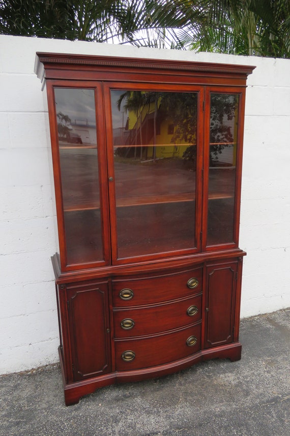 Mahogany Breakfront China Display Cabinet Cupboard 5396 SHIPPING NOT INCLUDED Please Ask for Shipping Quote Etsy