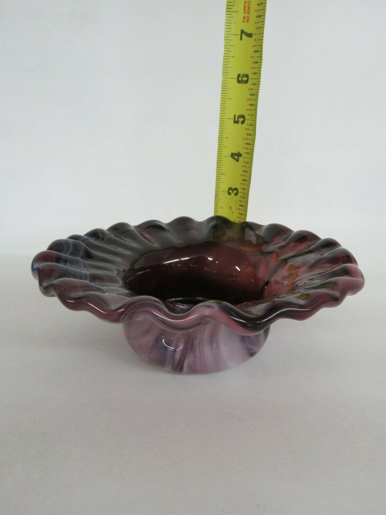 Purple Slag Glass Ruffled Rim Rose Potpourri Bowl Squat Vase Etsy