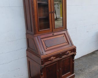 Late 1880s Victorian Eastlake Two Part Tall Secretary Desk 6372 SHIPPING NOT INCLUDED Please ask for shipping quote