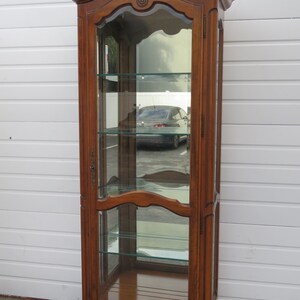 French Solid Cherry Tall Narrow China Display Cabinet Cupboard by Ethan ...