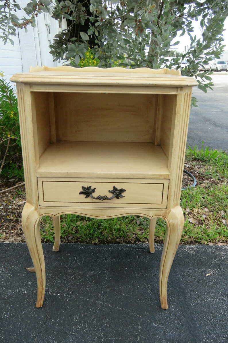 French Painted Distressed Tall Nightstand Side End Table by Etsy