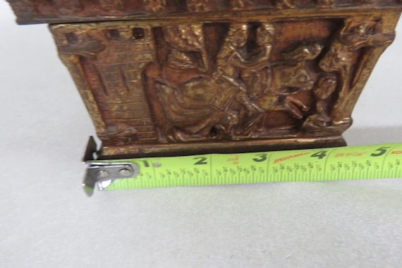 Gothic Bronze Brass Solid Heavy Carved Jewelry Re… - image 9