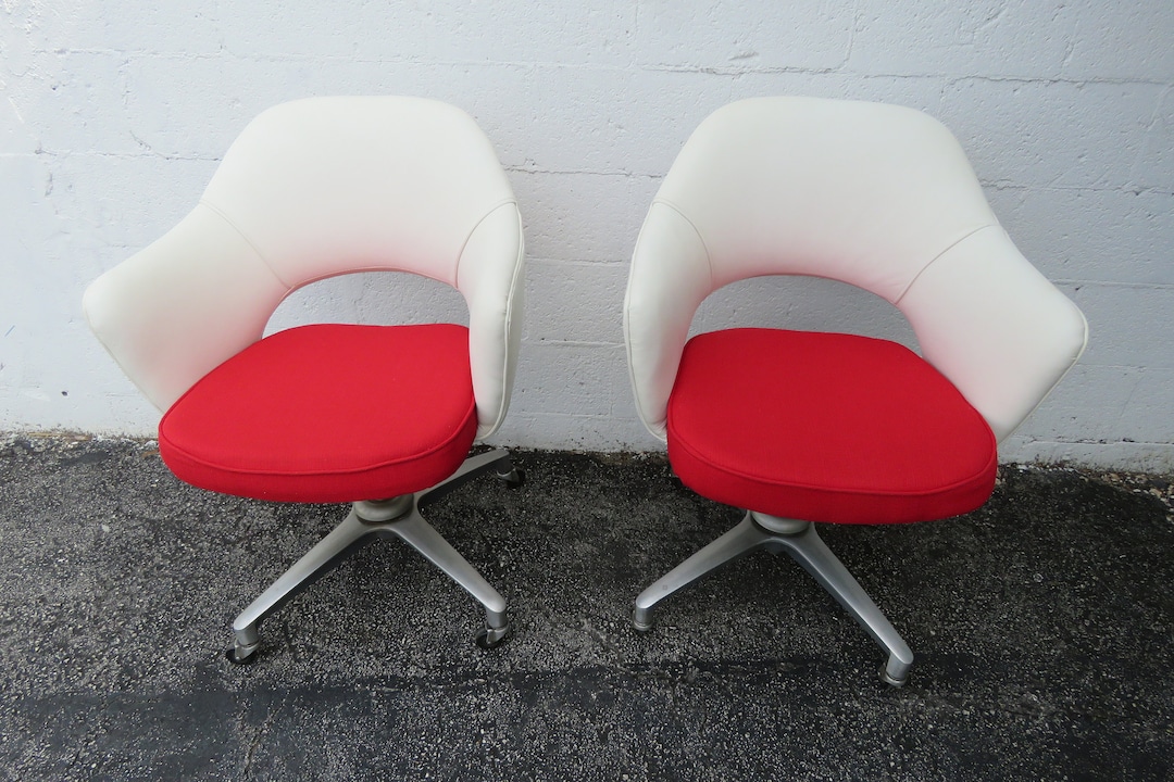 Knoll Mid Century Modern Swivel Office Desk Side Chairs a Pair 2970 ...