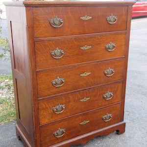 1800s Tiger Oak Tall Chest of Drawers 1837 SHIPPING NOT INCLUDED Please ask for shipping quote