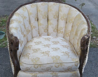 French Early 1900s Hand Carved Burl Shape Living Room Side Accent Chair 3991 SHIPPING NOT INCLUDED Please ask for shipping quote