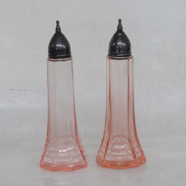 Pink Depression Glass Salt and Pepper Shakers Etsy