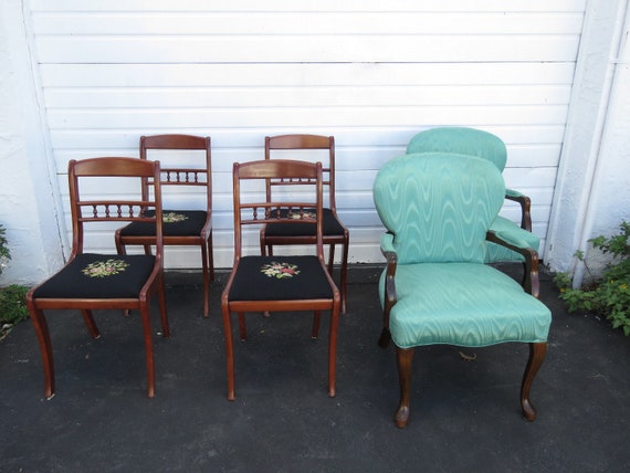 Cherry Set Of 6 Dining Room Chairs By Tell City Chair Company - Tell City Dining Table And Chairs Cherry Set Of 6 Dining Room Chairs By Tell City Chair Company - Tell City Dining Table And Chairs