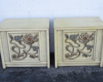 Hollywood Regency Pair of Painted Nightstands Side End Tables 2401 SHIPPING NOT INCLUDED Please ask for ship[ping quote