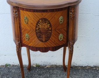 French Inlay Tall Oval Nightstand Side End Bedside Table Commode 5409 SHIPPING NOT INCLUDED Please ask for shipping quote