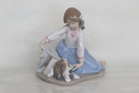 LLADRO 5688 少女と犬 フィギュリン Lladro Spain 5688 Dogs Best Friend Girl and Dog Porcelain Figurine