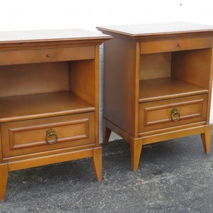 Mid Century Modern Nightstands End Side Tables with Pullout Tray a Pair 3986 SHIPPING NOT INCLUDED Please ask for shipping quote