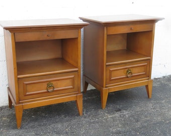 Mid Century Modern Nightstands End Side Tables with Pullout Tray a Pair 3986 SHIPPING NOT INCLUDED Please ask for shipping quote