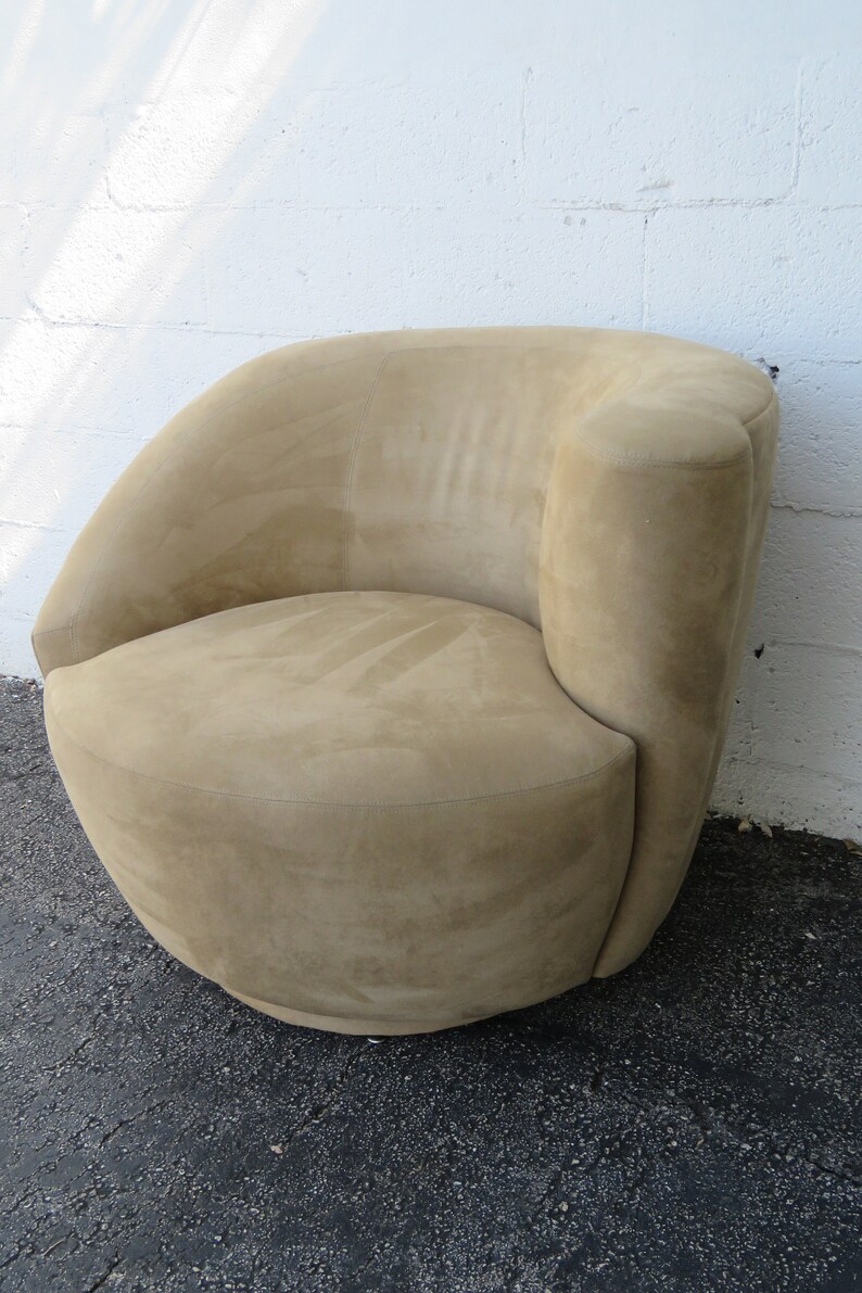 Vladimir Kagan Style Nautilus Swivel Cork Screw Lounge Chairs Etsy