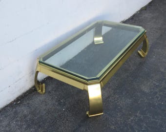 Hollywood Regency Italian Karl Springer Brass Finish Ming Legs Coffee Table 5767 SHIPPING NOT INCLUDED Please ask for shipping quote