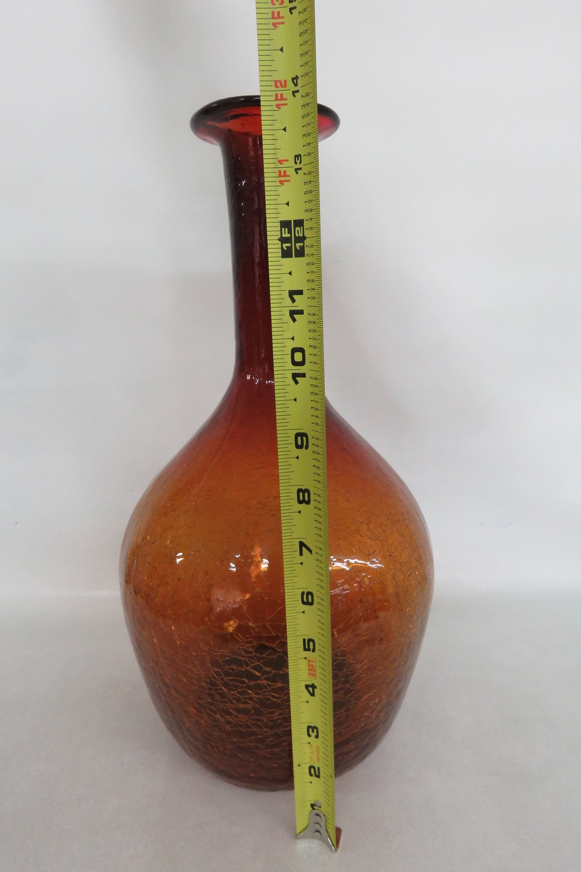 Amber Crackle Glass Extra Large Bottle Vase 2484B Etsy