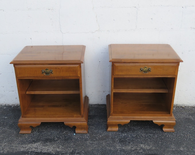 Ethan Allen Solid Maple Nightstands End Side Bedside Tables a Etsy