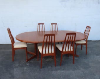 Edvard Valentinsen Danish Modern Dining Table Six Svegard Chairs 2 Leaves 6311 SHIPPING NOT INCLUDED Please ask for shipping quote