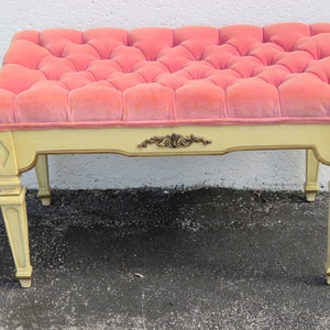 French Painted Tufted Long Upholstered Vanity Bench Stool 3426 SHIPPING NOT INCLUDED please ask for shipping quote