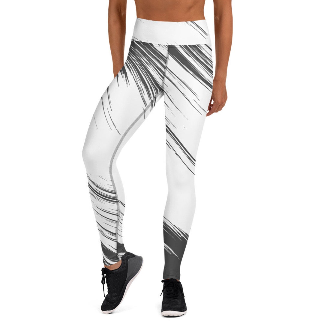 Black and White Striped Yoga Leggings Etsy