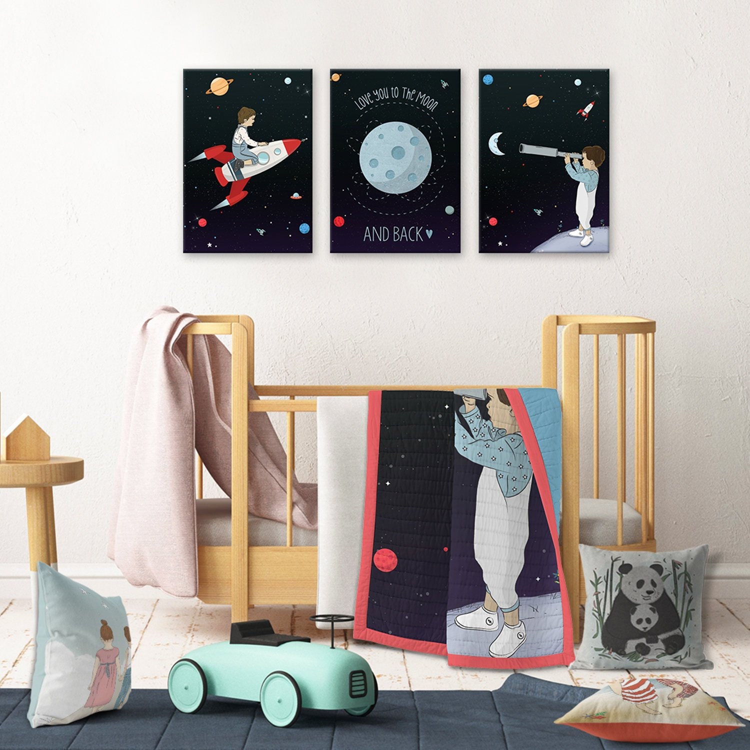 Outer Space Nursery Decor Boy Nursery Set of 3 Prints Love Etsy
