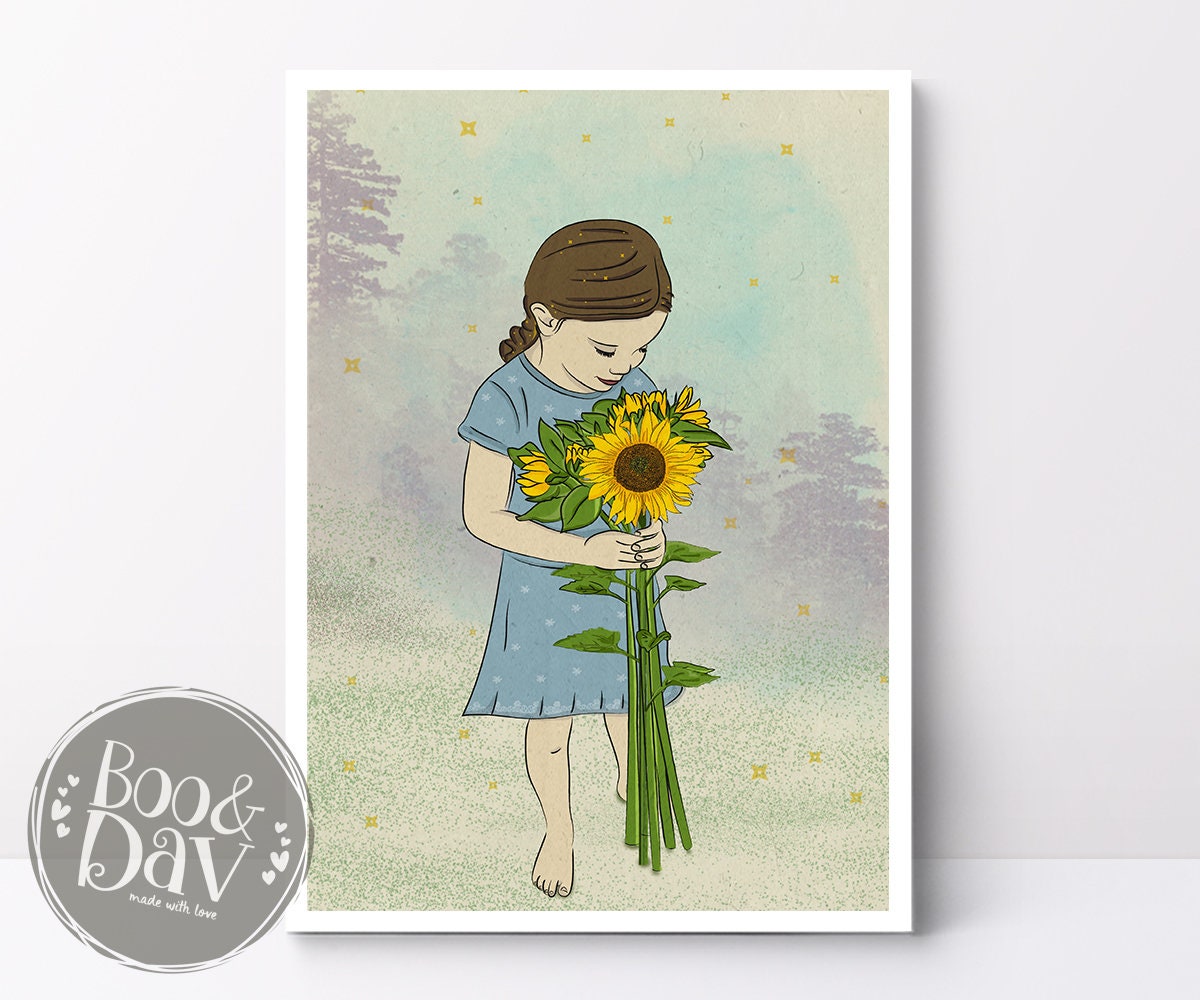 Sunflowers print Nursery wall art Nursery decor Kids room Etsy