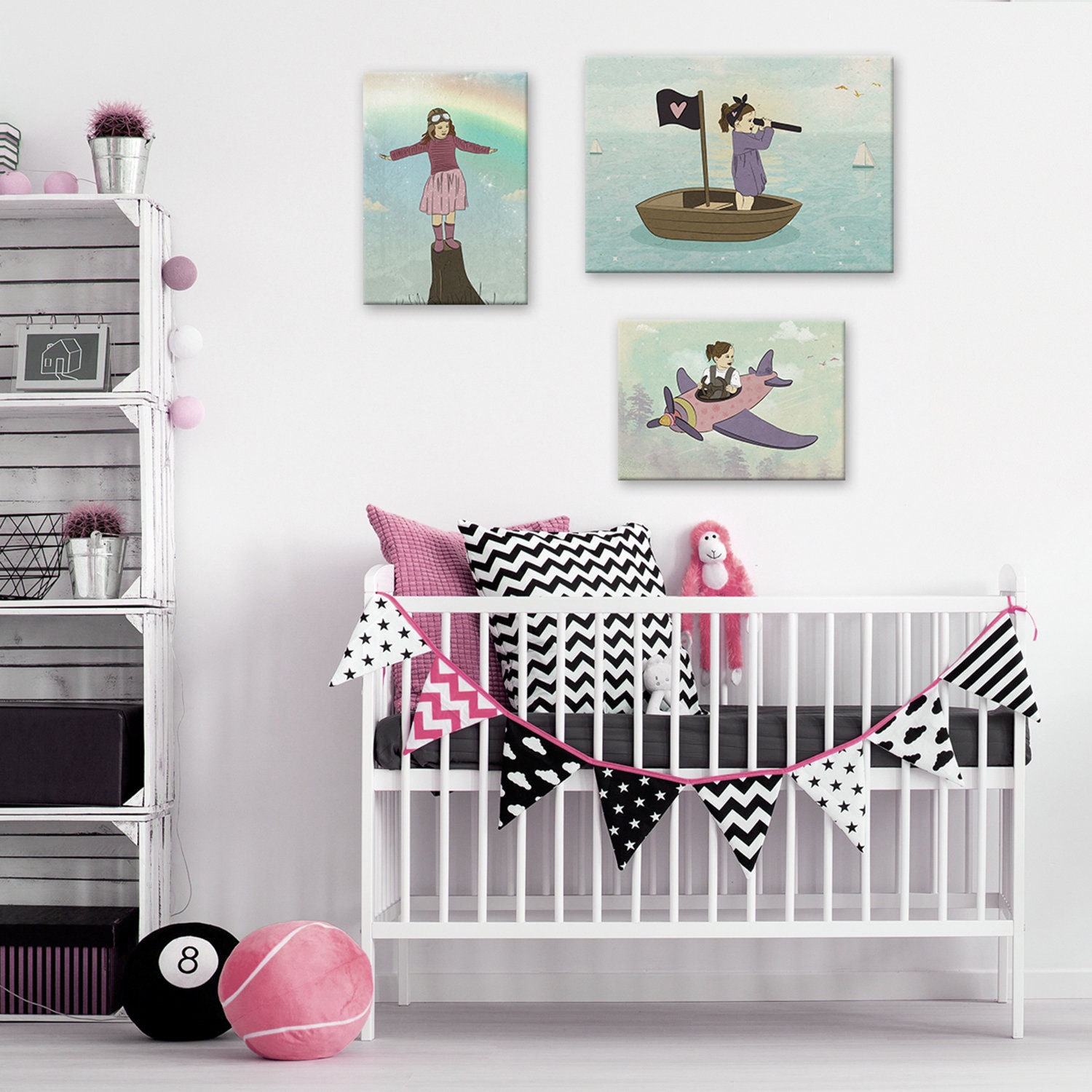 Set of 3 Girls Nursery Art Nursery art Girls Gallery Wall Etsy