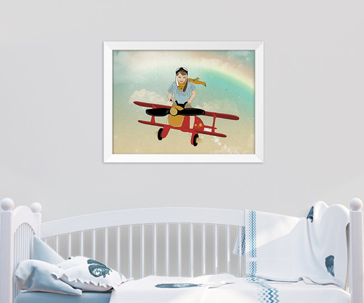 Airplane Nursery Wall Art Airplane Children Decor New baby Etsy