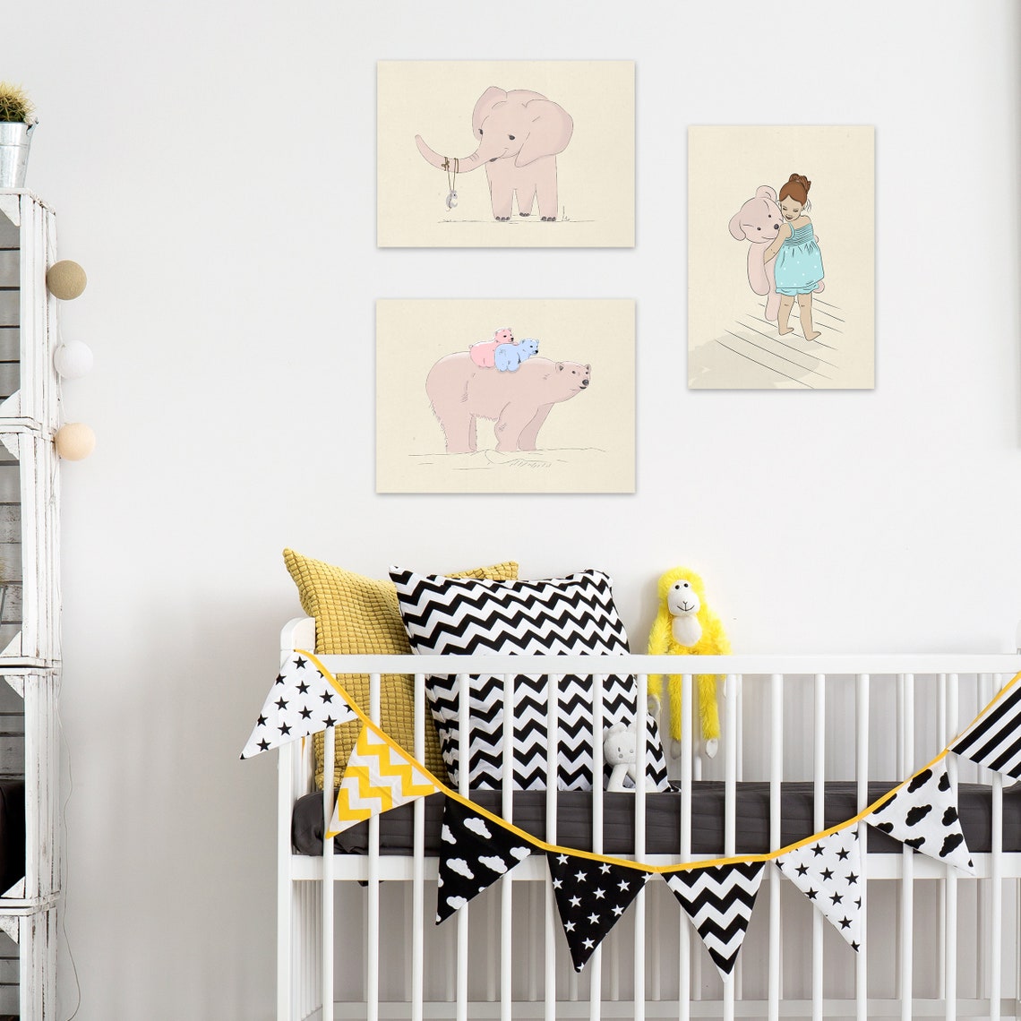 Elephant Nursery Wall Art Set Elephant Children Decor New Etsy