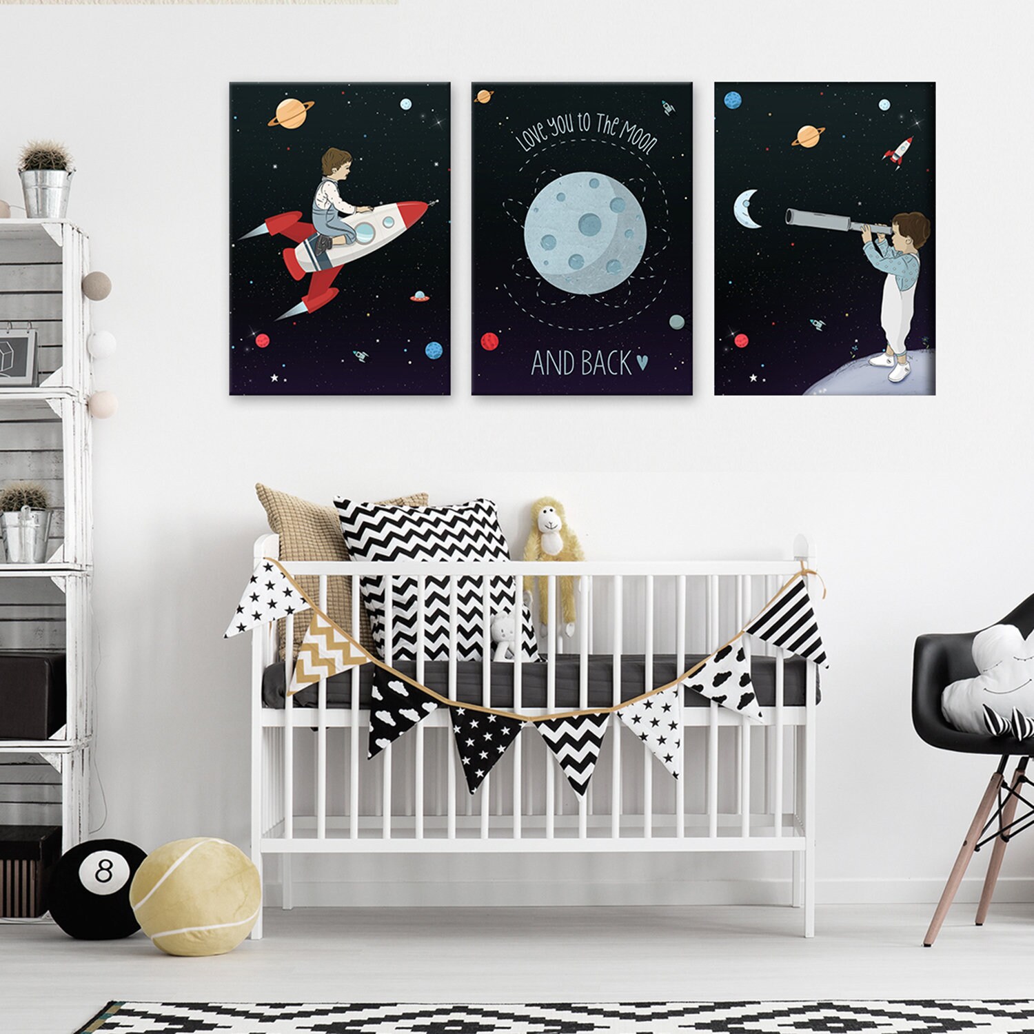 Outer Space Nursery Decor Boy Nursery Set of 3 Prints Love Etsy