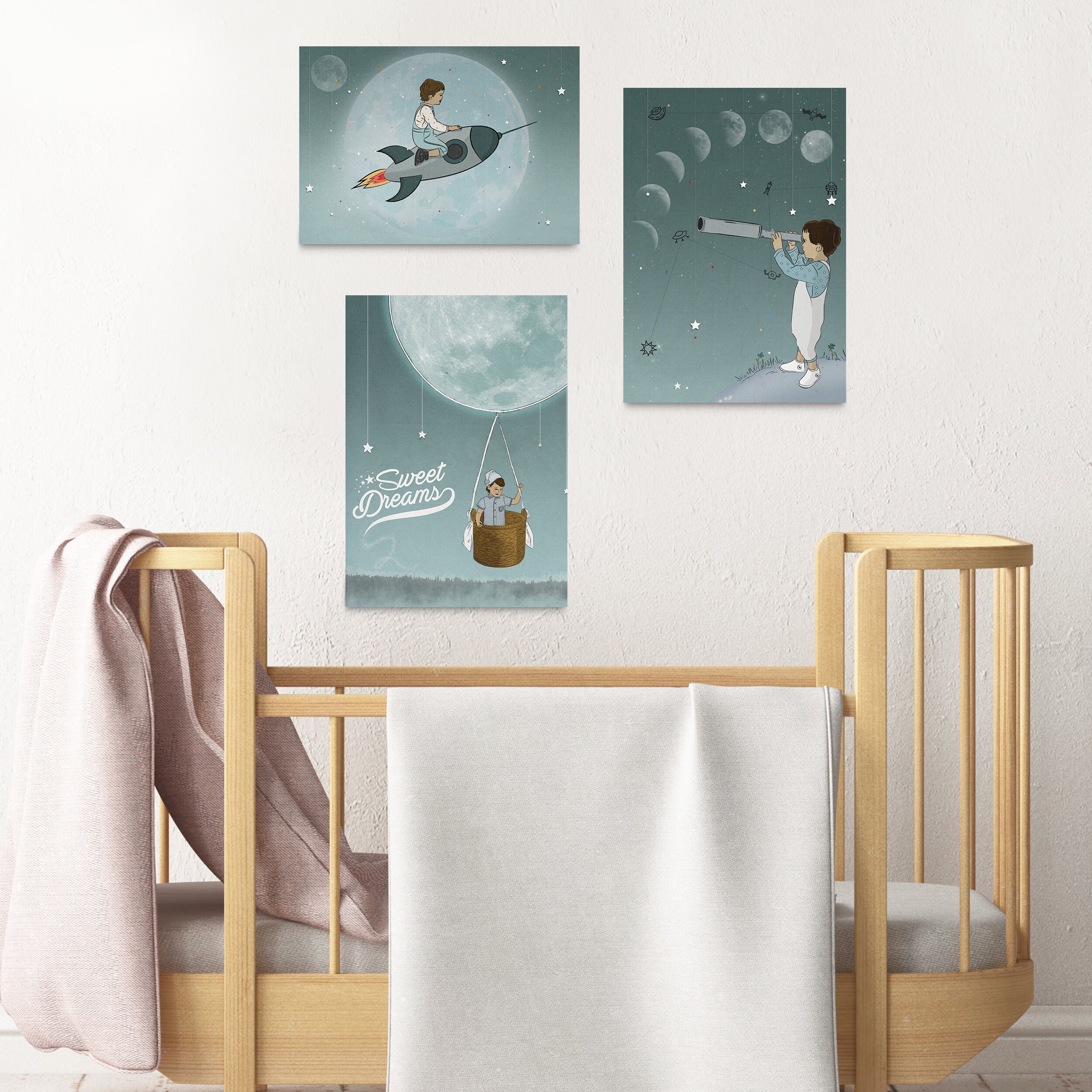 Space nursery decor Outer space wall art Kids wall art Kids Etsy