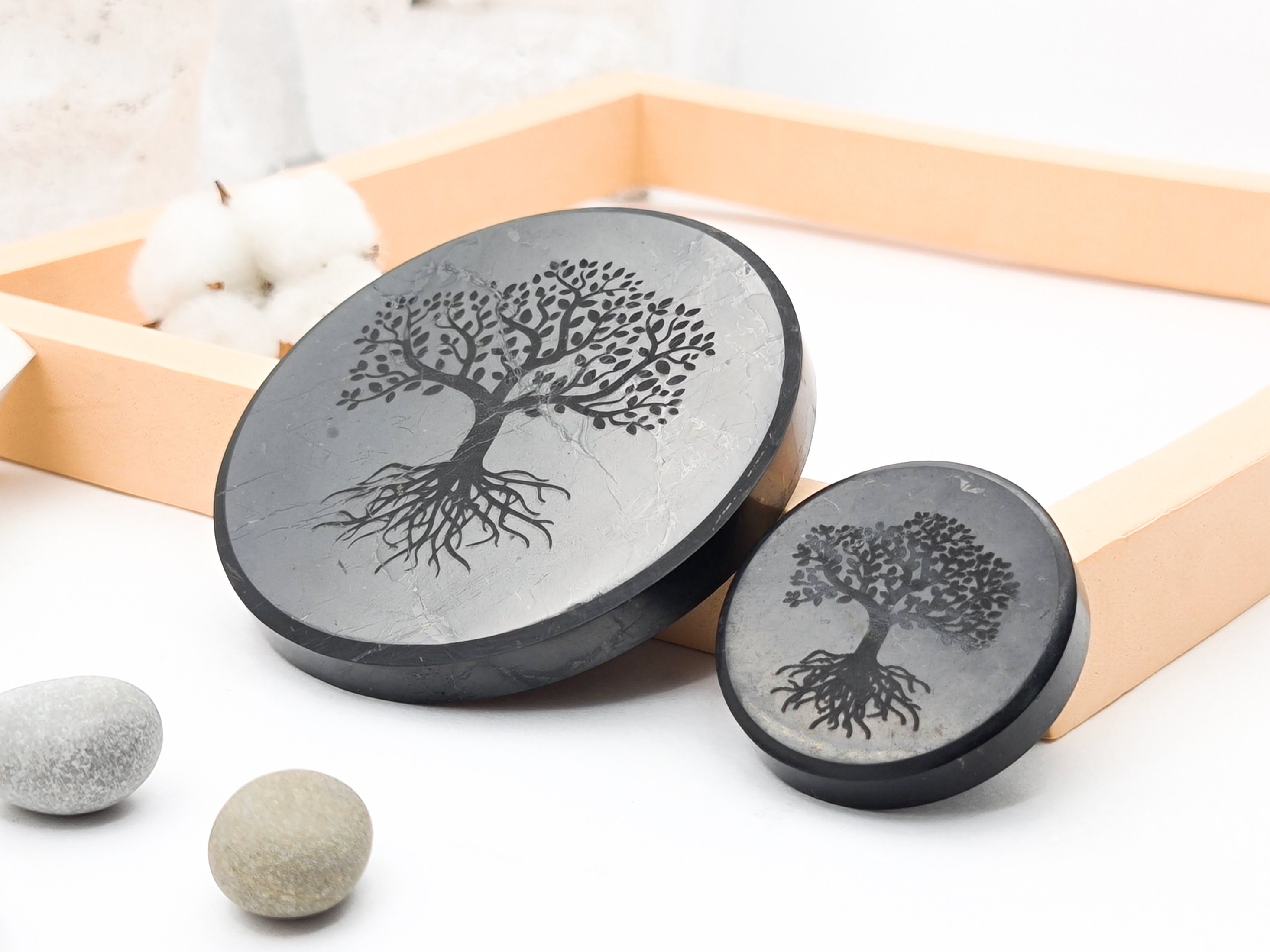 diameter 50 mm. Shungite plate Tree of Life laser engraving diameter 50 mm. Shungite plate Tree of Life laser engraving