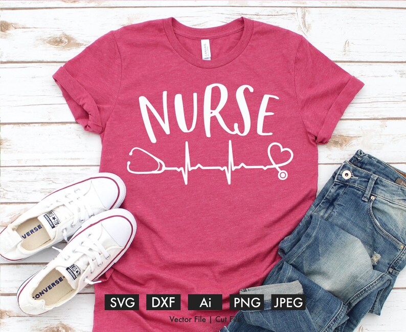Nurse Stethoscope Heart Cricut Cut File Vector Silhouette Etsy