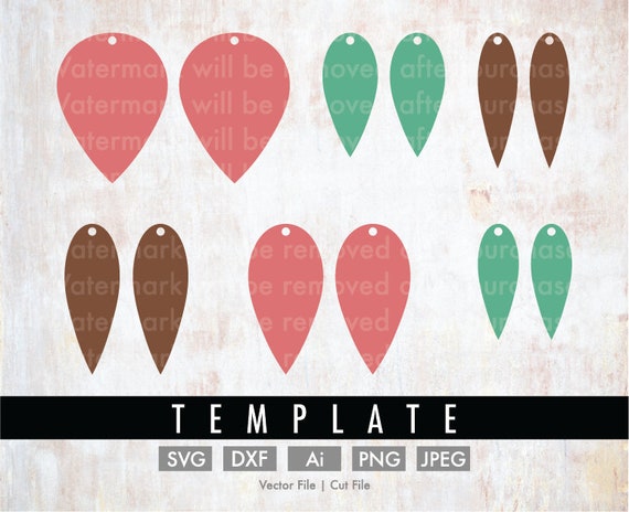 diy 6 teardrop earrings template bundle cut file vector etsy