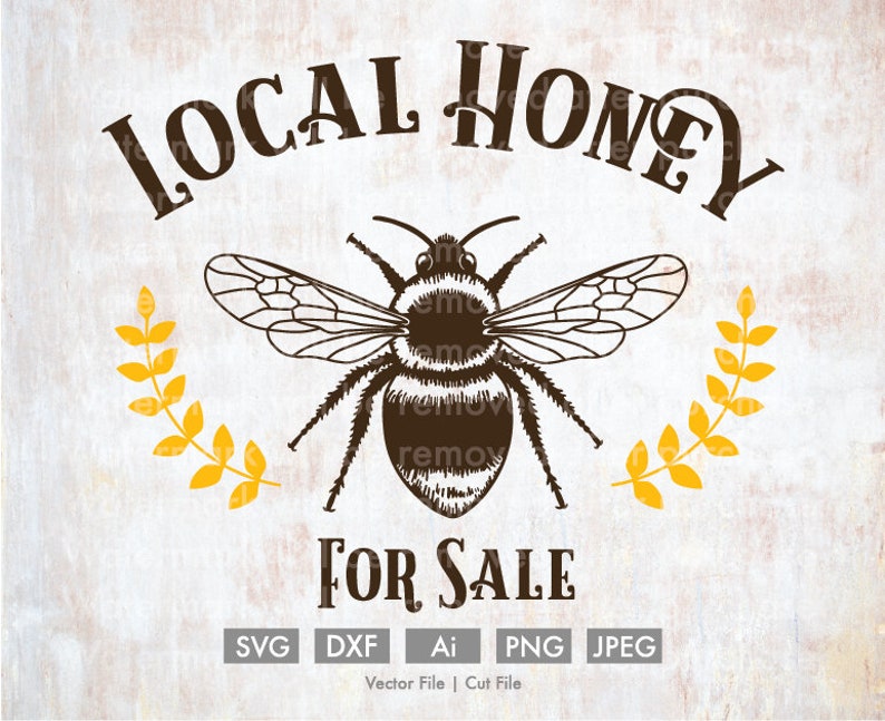 Download Honey for Sale Bee Vector / Cut File Silhouette Cricut | Etsy