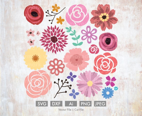 Download Flower Bundle Cut File/Vector Silhouette Cricut SVG PNG | Etsy