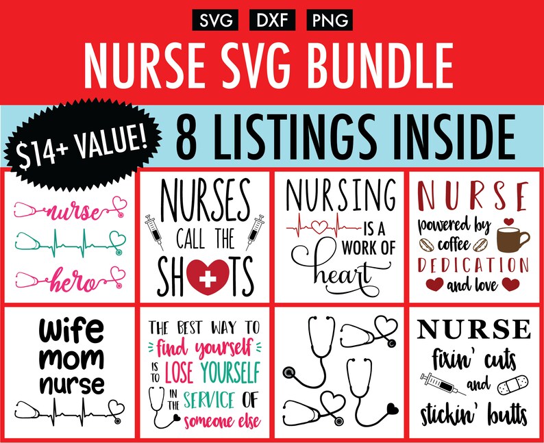 Download Nurse SVG Bundle Cricut Cut File Silhouette dxf PNG Clip ...