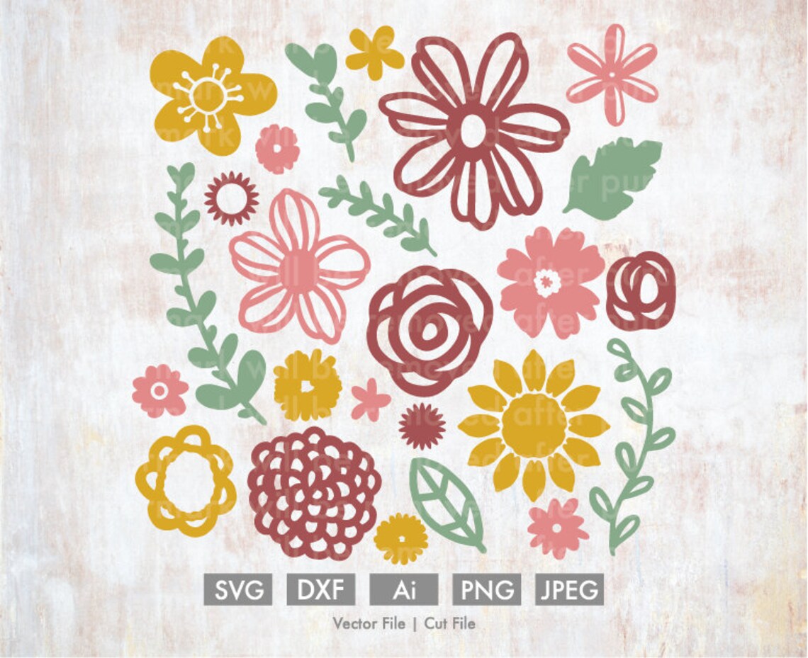 Boho Flower Bundle Cut File/vector Silhouette Cricut SVG - Etsy