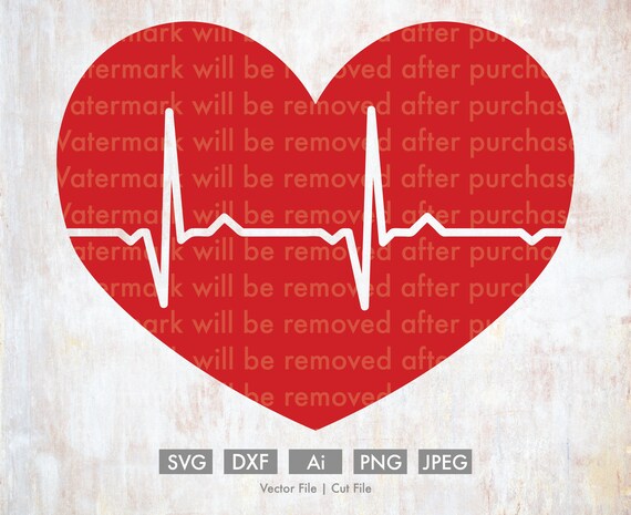 Cute Ekg Readout Heart Svg Cut File Vector Silhouette Etsy