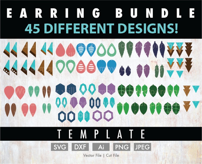 Download DIY 45 Earrings Template Bundle Cricut Cut File Silhouette ...