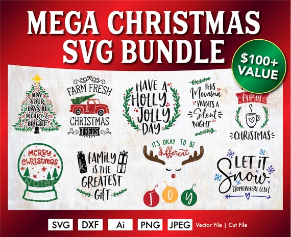 Download Free Christmas Svg Bundle Cricut Cut File Silhouette Cameo Etsy SVG DXF Cut File