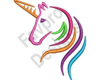 Unicorno colorato - Design del ricamo a macchina