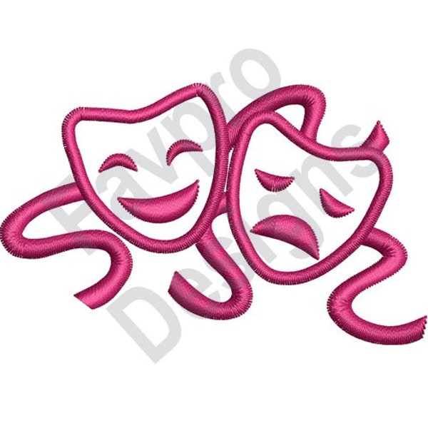 Comedy Tragedy Masks Outline - Machine Embroidery Design